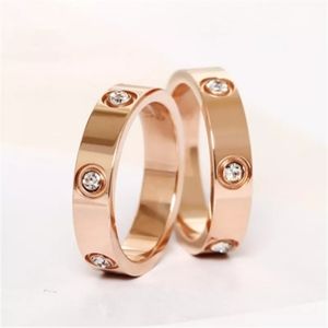 Rose Gold Plated Lab Diamond Love Ring Stainless Steel